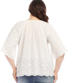 Plus Size Embroidered Peasant Top
