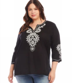 Plus Size Embroidered Tunic