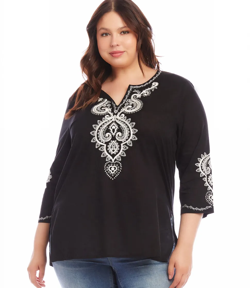 Plus Size Embroidered Tunic