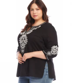 Plus Size Embroidered Tunic