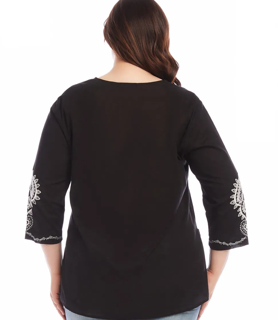 Plus Size Embroidered Tunic