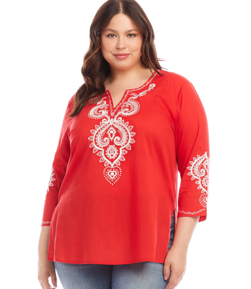 Plus Size Embroidered Tunic