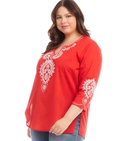 Plus Size Embroidered Tunic