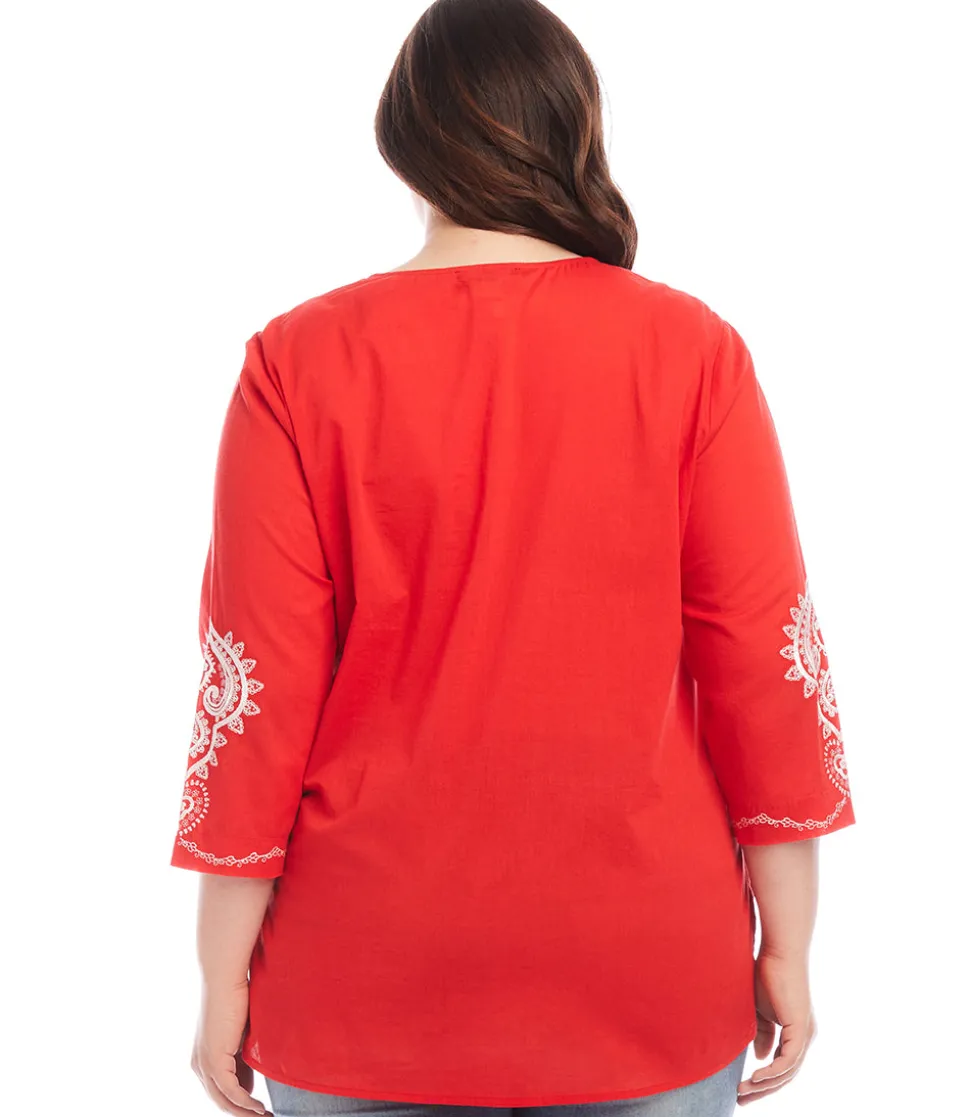 Plus Size Embroidered Tunic