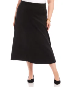 Plus Size Faux Suede Midi Skirt