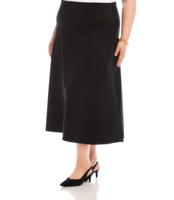 Plus Size Faux Suede Midi Skirt