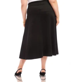 Plus Size Faux Suede Midi Skirt
