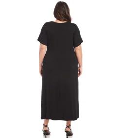 Plus Size Faux Wrap Midi Dress