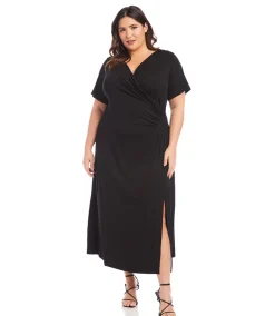 Plus Size Faux Wrap Midi Dress