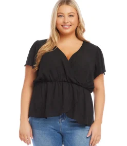 Plus Size Faux Wrap Top