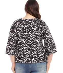 Plus Size Flare Sleeve Pickup Top