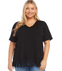 Plus Size Fringe Hem Top