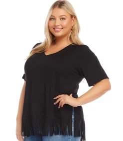 Plus Size Fringe Hem Top