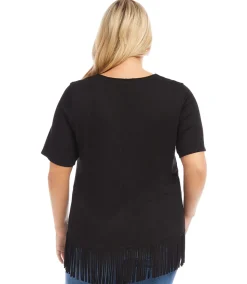Plus Size Fringe Hem Top