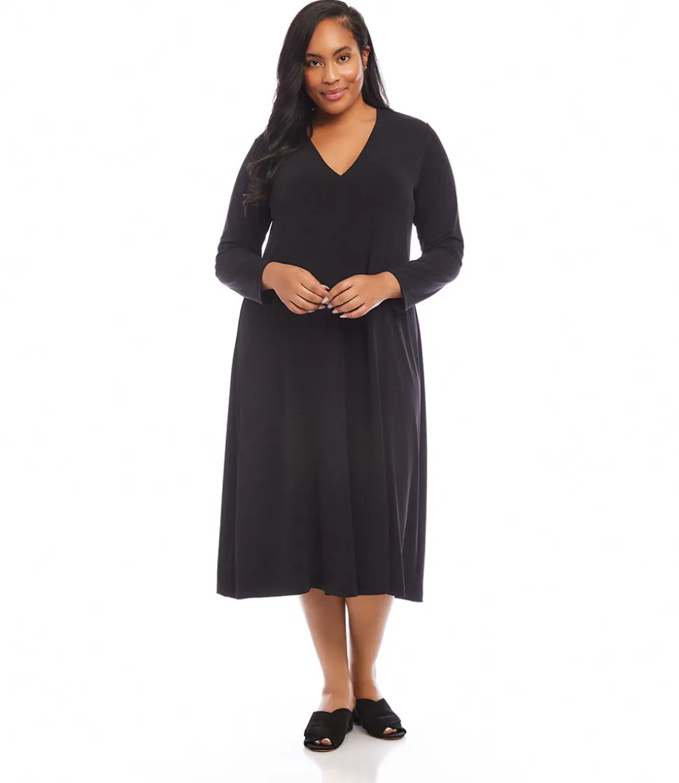 Plus Size Kate V-Neck Midi Travel Dress