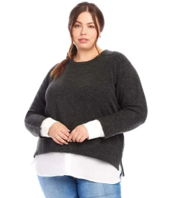 Plus Size Layered Crewneck Sweater