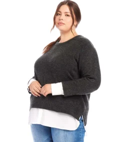 Plus Size Layered Crewneck Sweater