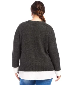 Plus Size Layered Crewneck Sweater