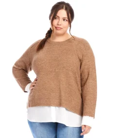 Plus Size Layered Crewneck Sweater