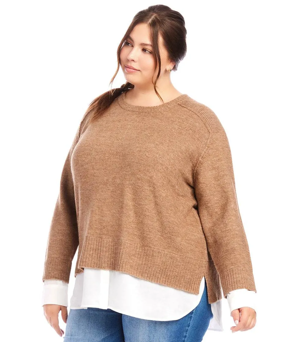 Plus Size Layered Crewneck Sweater
