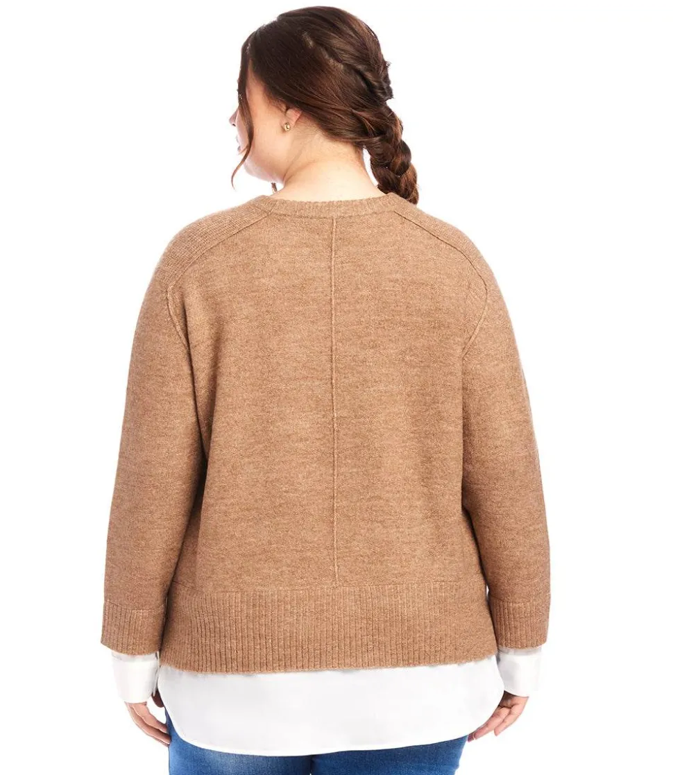 Plus Size Layered Crewneck Sweater