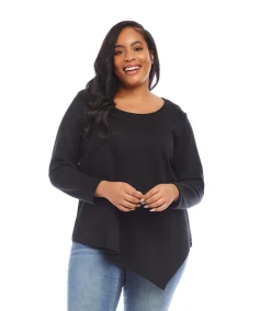 Plus Size Long Sleeve Asymmetric Top