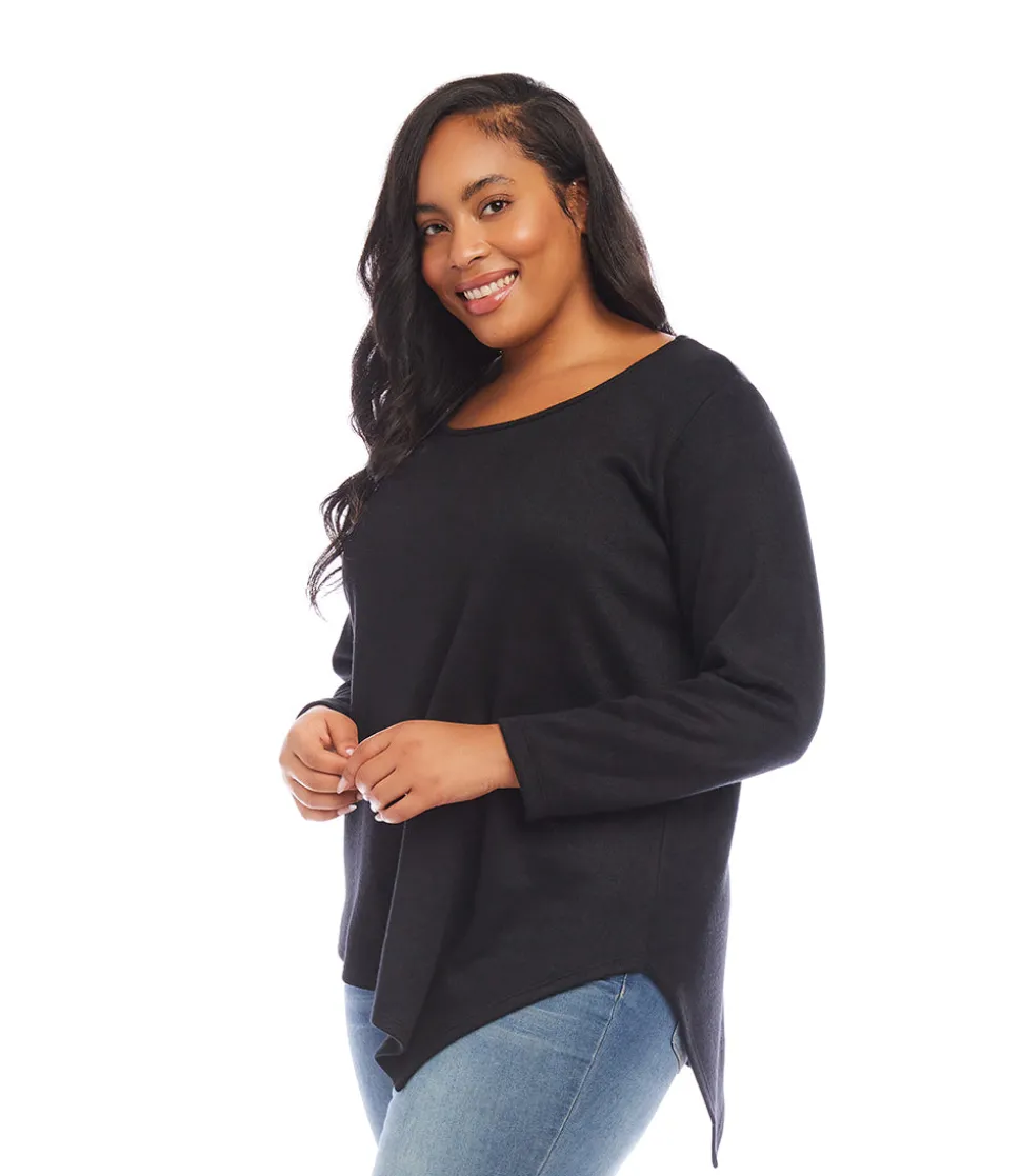 Plus Size Long Sleeve Asymmetric Top