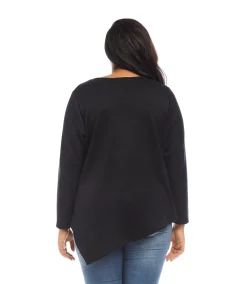 Plus Size Long Sleeve Asymmetric Top