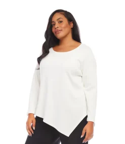 Plus Size Long Sleeve Asymmetric Top