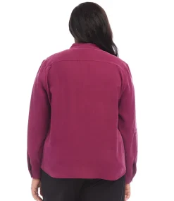 Plus Size Long Sleeve Placket Top