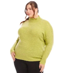 Plus Size Mock Neck Boucle Sweater