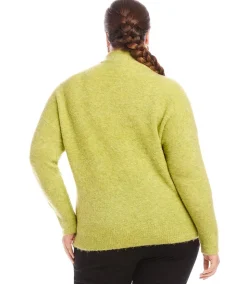 Plus Size Mock Neck Boucle Sweater