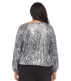 Plus Size Sequin Boatneck Top
