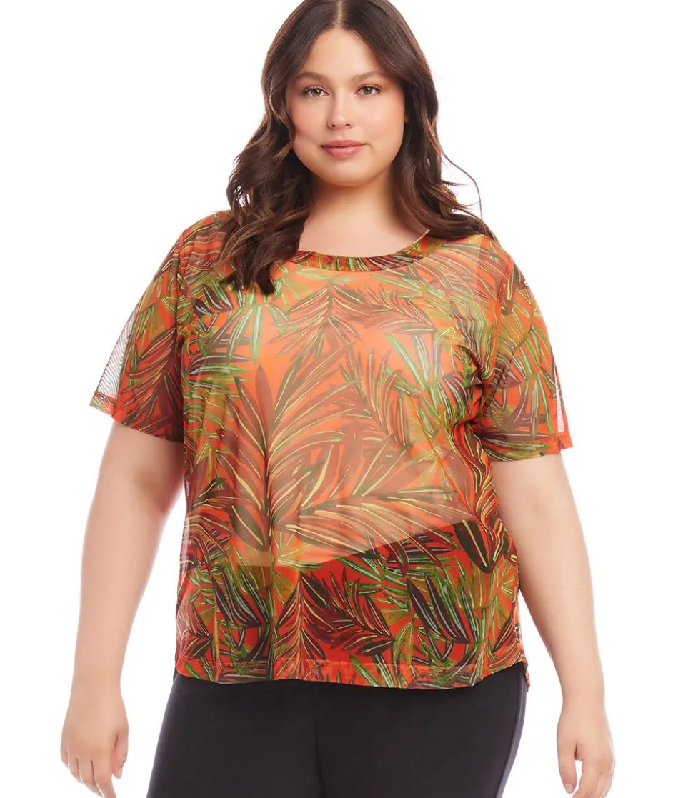 Plus Size Short Sleeve Mesh Top