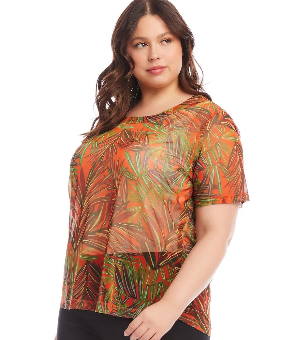 Plus Size Short Sleeve Mesh Top