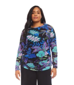 Plus Size Side-Shirred Mesh Top