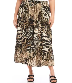 Plus Size Side-Slit Midi Skirt