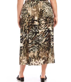 Plus Size Side-Slit Midi Skirt