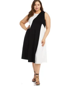 Plus Size Sleeveless Colorblock Dress