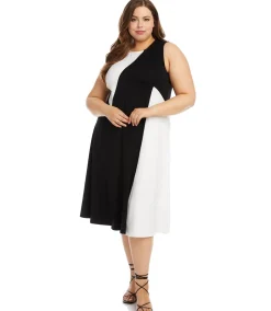 Plus Size Sleeveless Colorblock Dress