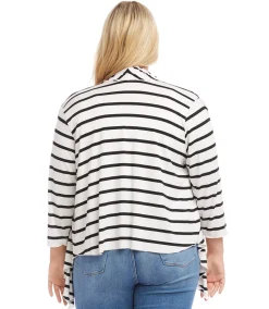 Plus Size Three Quarter Sleeve Drape Front Cardigan