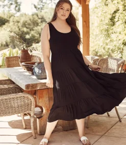 Plus Size Tiered Midi Dress