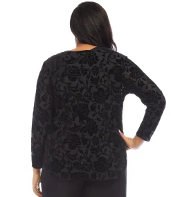Plus Size Velvet Burnout Shirttail Top