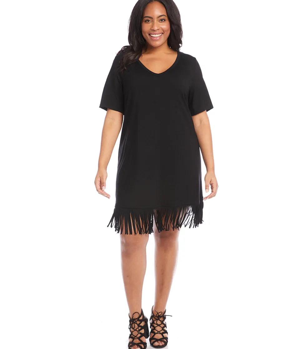 Plus Size V-Neck Fringe Dress