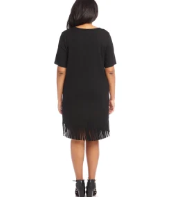 Plus Size V-Neck Fringe Dress