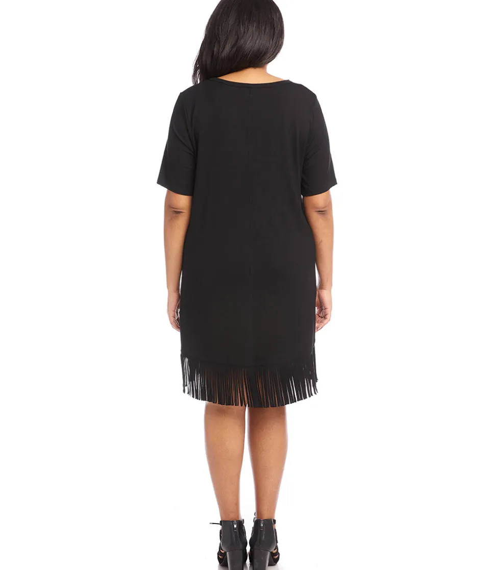 Plus Size V-Neck Fringe Dress