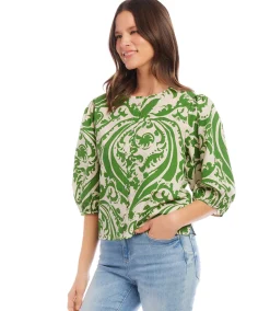 Puff Sleeve Button Front Shirt