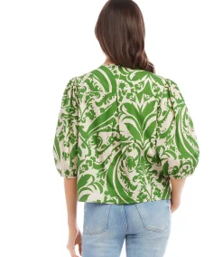 Puff Sleeve Button Front Shirt