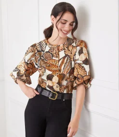 Puff Sleeve Button Front Shirt