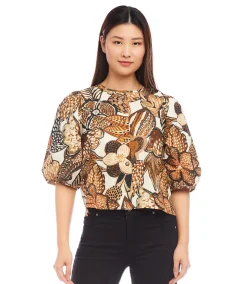 Puff Sleeve Button Front Shirt
